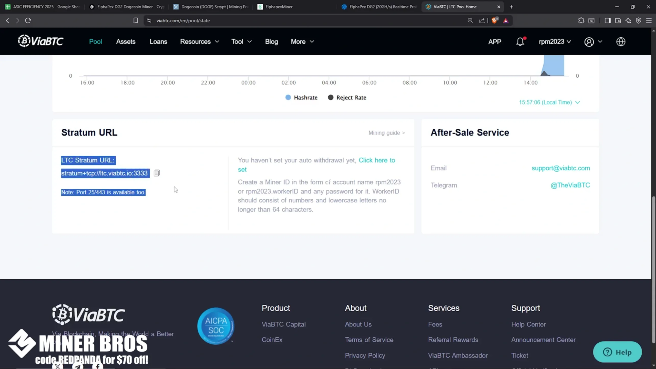 Copy the Litecoin (LTC) stratum URL from ViaBTC. - 15